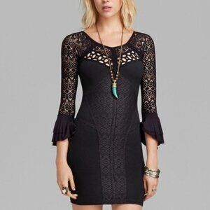 Free People Black Lace Mini Dress